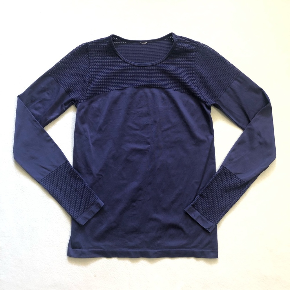 Fabletics Blue Mesh Musetta Seamless L/S Top L